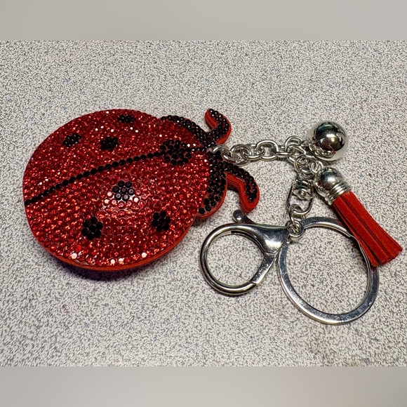 Red Ladybug Keychain with Rhinestones - Picture 2 of 5